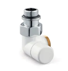 V2481L0015A — запорный клапан Verafix Design lockshield, белый, двойной угол, левое исполнение