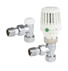 VTL120 Valencia Traditional TRV и запорный (lockshield) угловой клапан, 15 мм, pushfit 10 мм