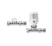 VTL120 Valencia TRV термостатический радиаторный клапан с запорным/регулировочным элементом Lockshield, прямой, 15 мм, для слива (drain off), под соединение pushfit 10 мм