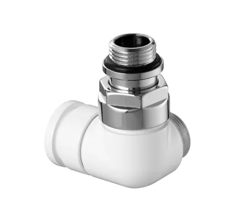 V2481R0015 — запорный балансировочный (lockshield) клапан Verafix Design, белый, двойной угол вправо