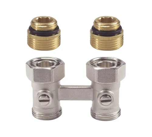 V2495DY015 — прямой lockshield‑клапан Verafix‑VKE (напольное подключение), G1/2" (внешний) для радиатора